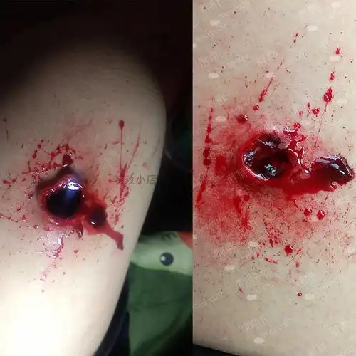 枪伤弹孔_影视枪伤疤痕假皮中枪伤口弹孔特效化妆逼