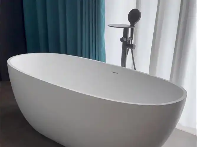 欧缇卡绮美石椭圆落地浴缸 —— 浴室的艺术品,现代家居的点睛之笔.