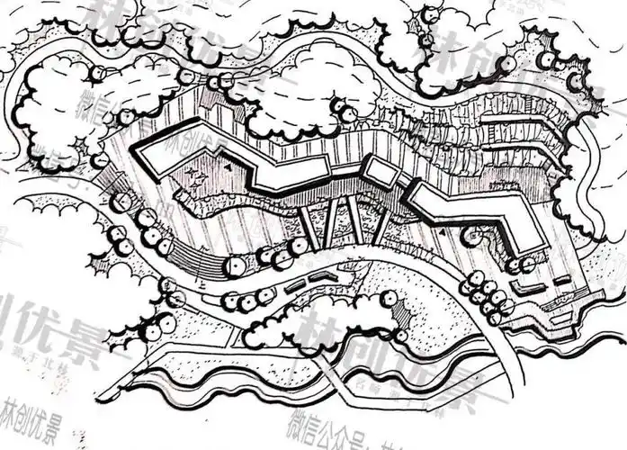 每日一画跟着林创画节点day530建筑附属广场及周围环境