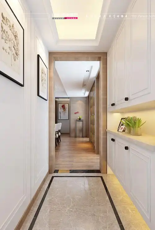 现代风格过道装修效果图 走廊过道四居室现代 现代风格客厅茶几电视柜