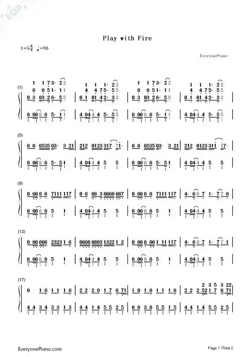 playwithfireblackpink双手简谱预览1