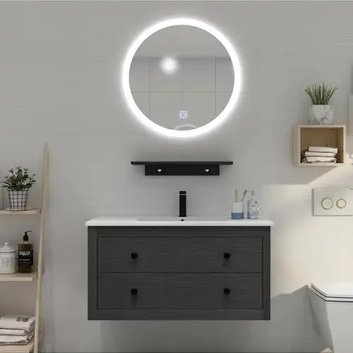 现代简约免漆实木 洗脸洗手盆卫生间洗漱台卫浴智能镜子浴室柜组合