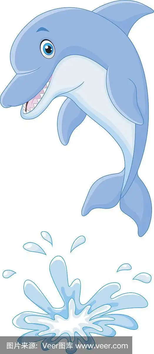 可爱的卡通海豚跳出水面
