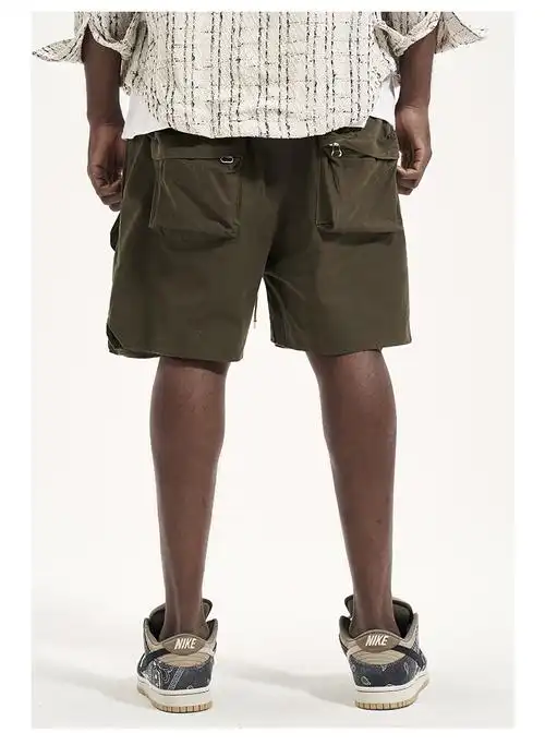 软兔风格多口袋做旧军布us军事风工装男式战术宽松短裤军绿m