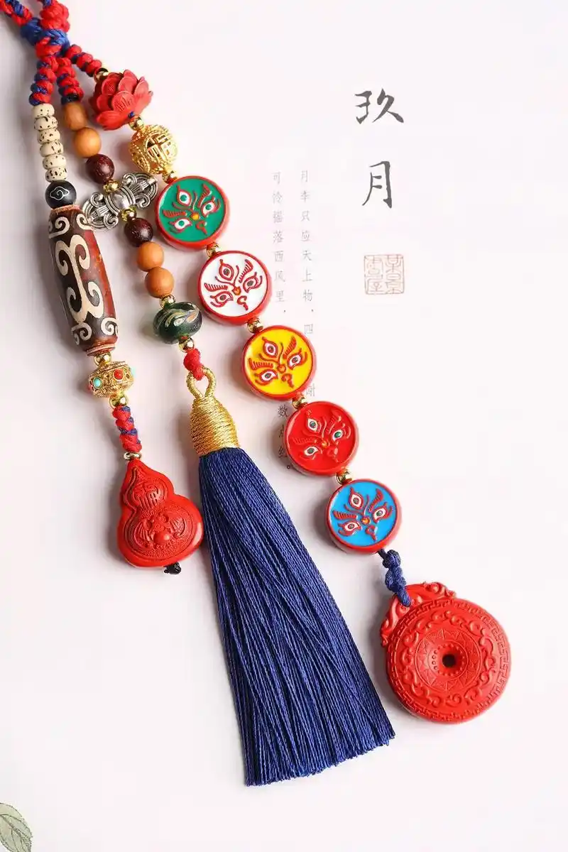 【吉祥如意挂件】:98 藏式风格 朱砂唐卡「五路财神」包挂  - 抖音