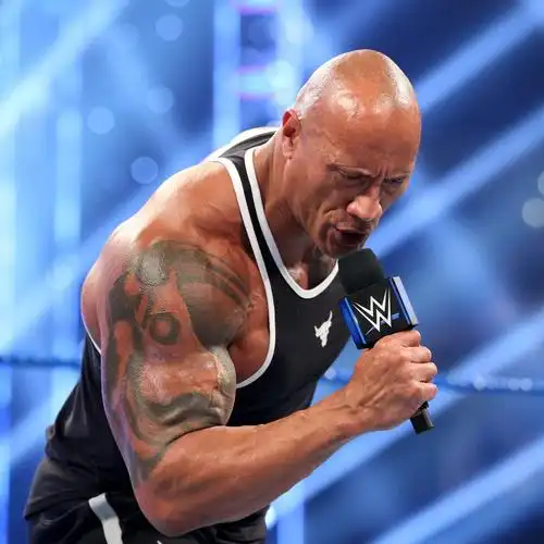 巨石强森(the rock)参与了smackdown一个片段并且和raw女子冠军贝基