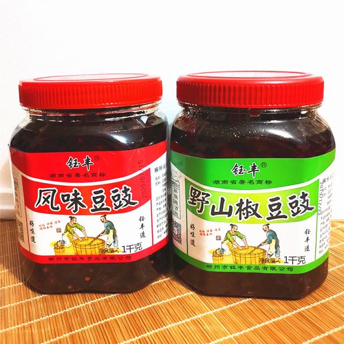 湖南特产农家风味钰丰豆豉辣椒帅哥自制下饭菜野山椒1000g大瓶装