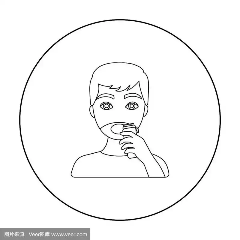 剃须图标在轮廓风格孤立在白色