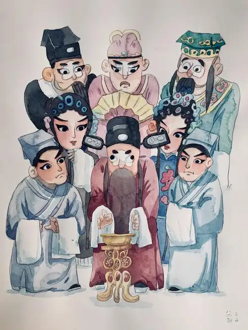 卡通q版戏曲插图