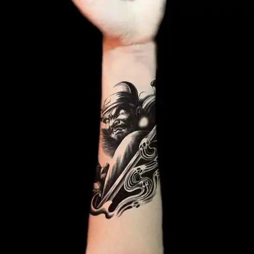 2022新款禾佳成防水纹身贴男纹身贴钟馗抓小鬼逼真纹身贴防水逼真半臂