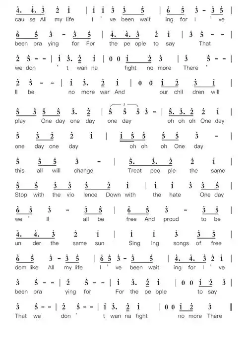 one day简谱视唱第3页