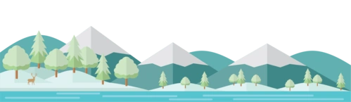 卡通手绘冬季雪山装饰png元素