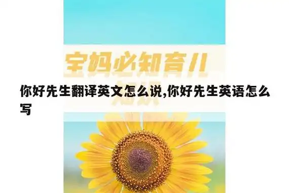 "先生,你好"用英文怎么说?个性点的