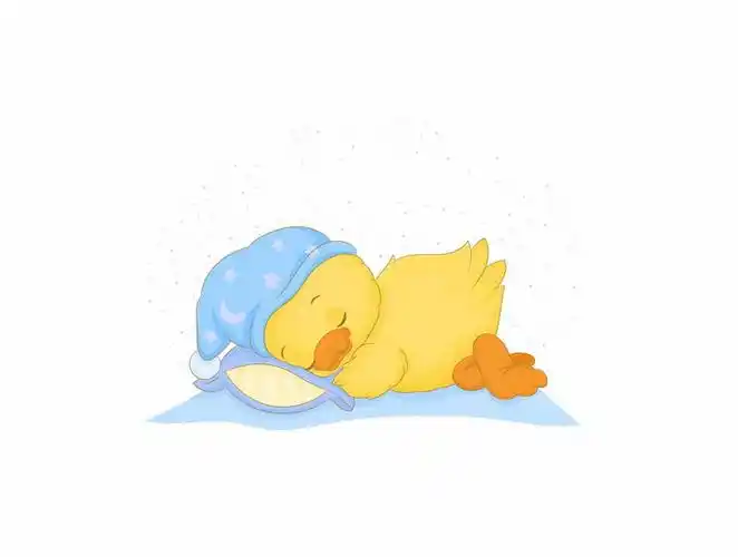 趴着睡觉的卡通小黄鸭png图片免抠素材
