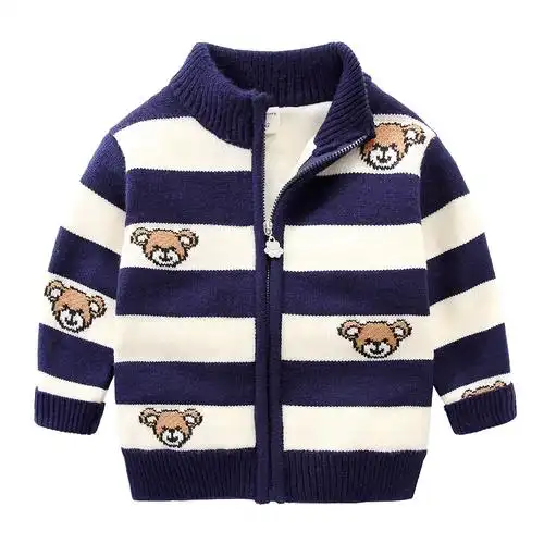 童装8911冬装儿童拉链开衫男童毛衣外套加绒加厚宝宝毛线衣韩版