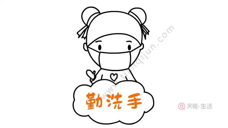 防疫情的小男孩简笔画