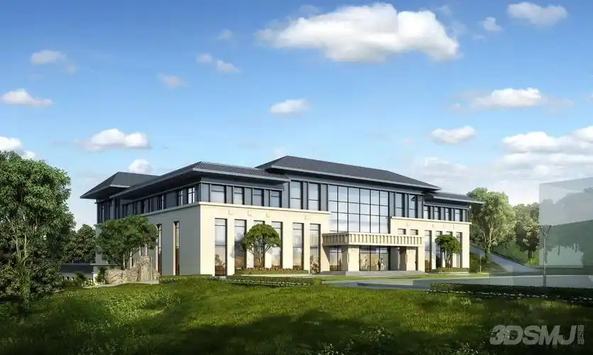新中式办公楼外观-3d模型-模匠网,3d模型下载,免费模型下载,国外模型