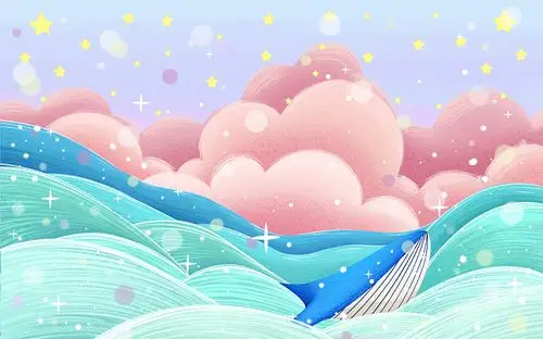 卡通手绘唯美大海风景素材