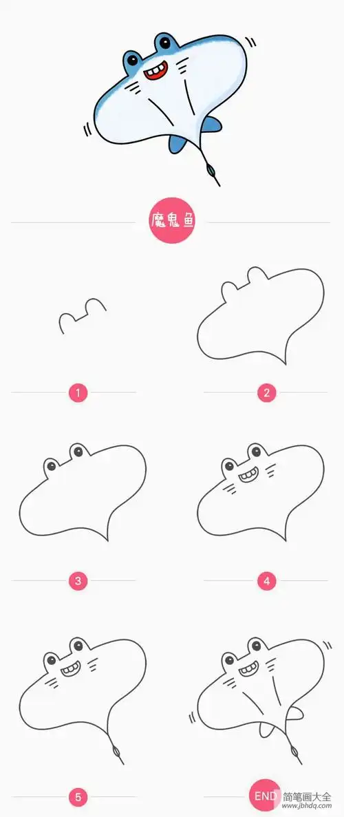 魔鬼鱼简笔画画法