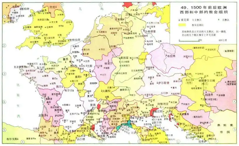 1500年欧西部和中部的教会组织_世界历史b地图库_地图窝
