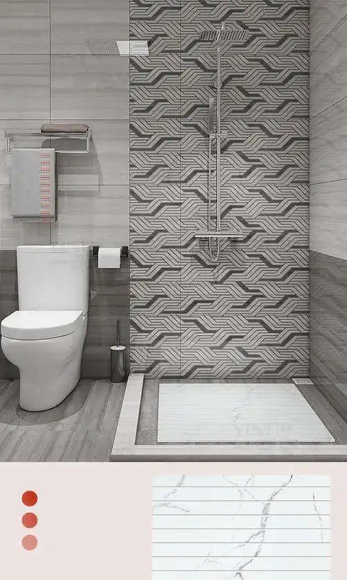 淋浴房通体砖 600x1200田字槽卫生间仿通体大理石淋浴房防滑瓷砖浴室