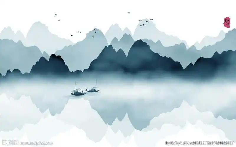 水墨山水设计图__移门图案_底纹边框_设计图库_昵图网nipic.com