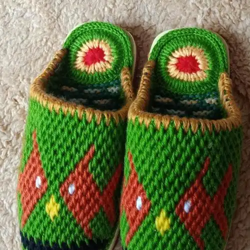 手工毛线编织男女成人休闲防滑居家婚嫁拖鞋成品 花朵 36/37