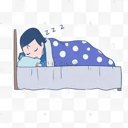 婴儿室用家具寒露主题躺床上玩手机的男孩手绘卡通床上的女孩免扣元素