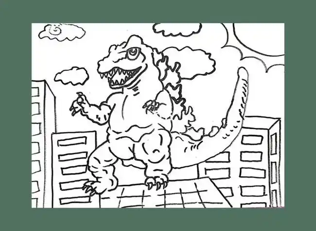 2239 来折哥斯拉吧哥斯拉简笔画咆哮的哥斯拉哥斯拉2014|插画|涂鸦