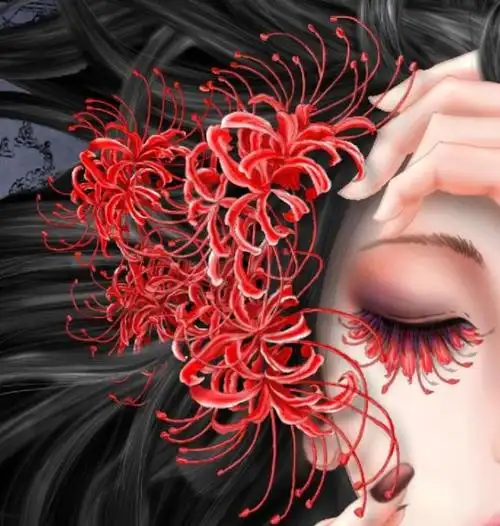 凄美图片别样凄美的彼岸花主题人物插画