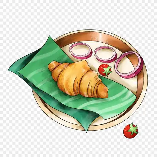 手绘西餐美食美味牛角包