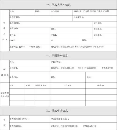 借款申请表(个人)