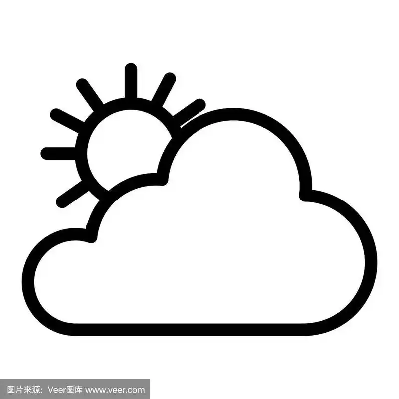 太阳和云线象征晴朗的天气