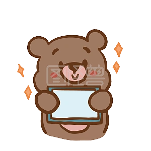 图怪兽原创元素卡通小熊可爱表情包萌系棕色举牌