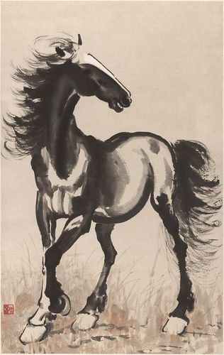 徐悲鸿八骏图奔马图艺艺术微喷名家书法复制品装饰画国画