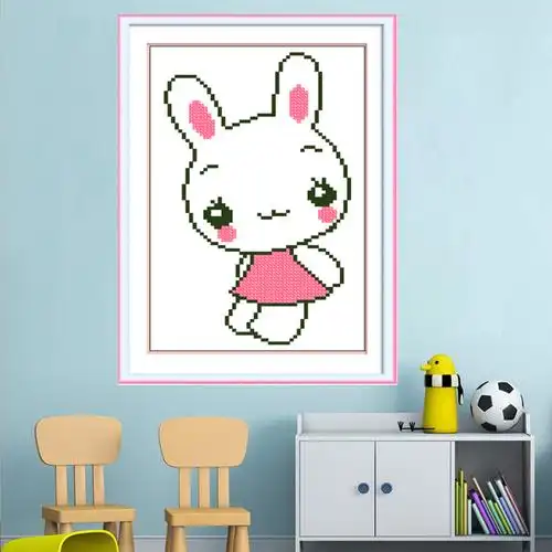 初学者新手印花十字绣卧室可爱卡通儿童学生手工课简单小幅画动物