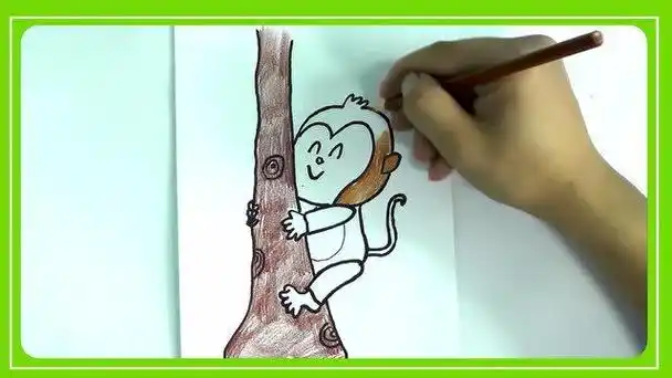 学画画爬树的小猴子 儿童卡通画简笔画大全