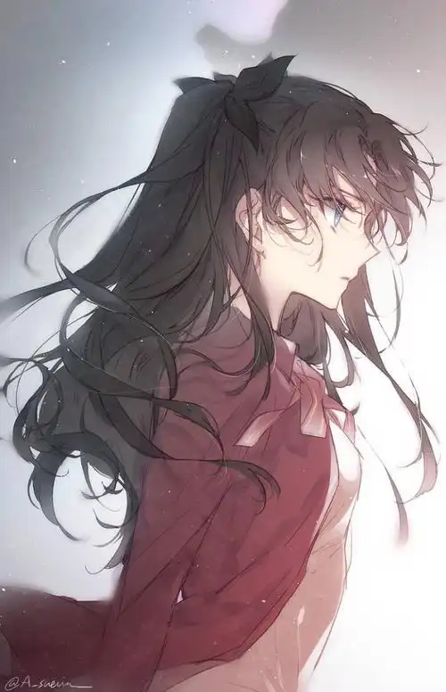 动漫女生侧脸长发