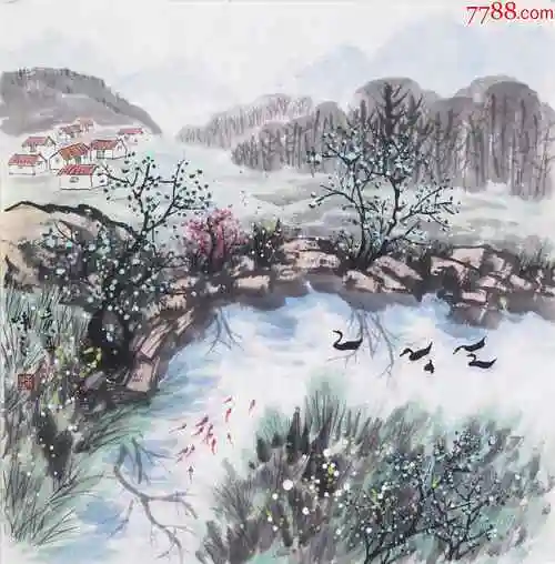 山水小景-山水国画原作-7788白瓷收藏