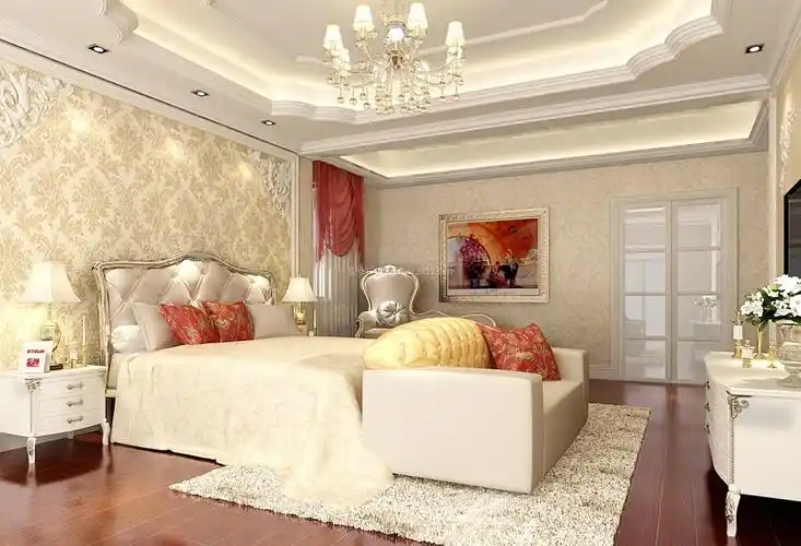 简欧别墅卧室吊顶造型装修效果图片