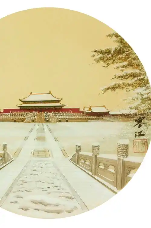 界画寒江---故宫.太和殿雪景
