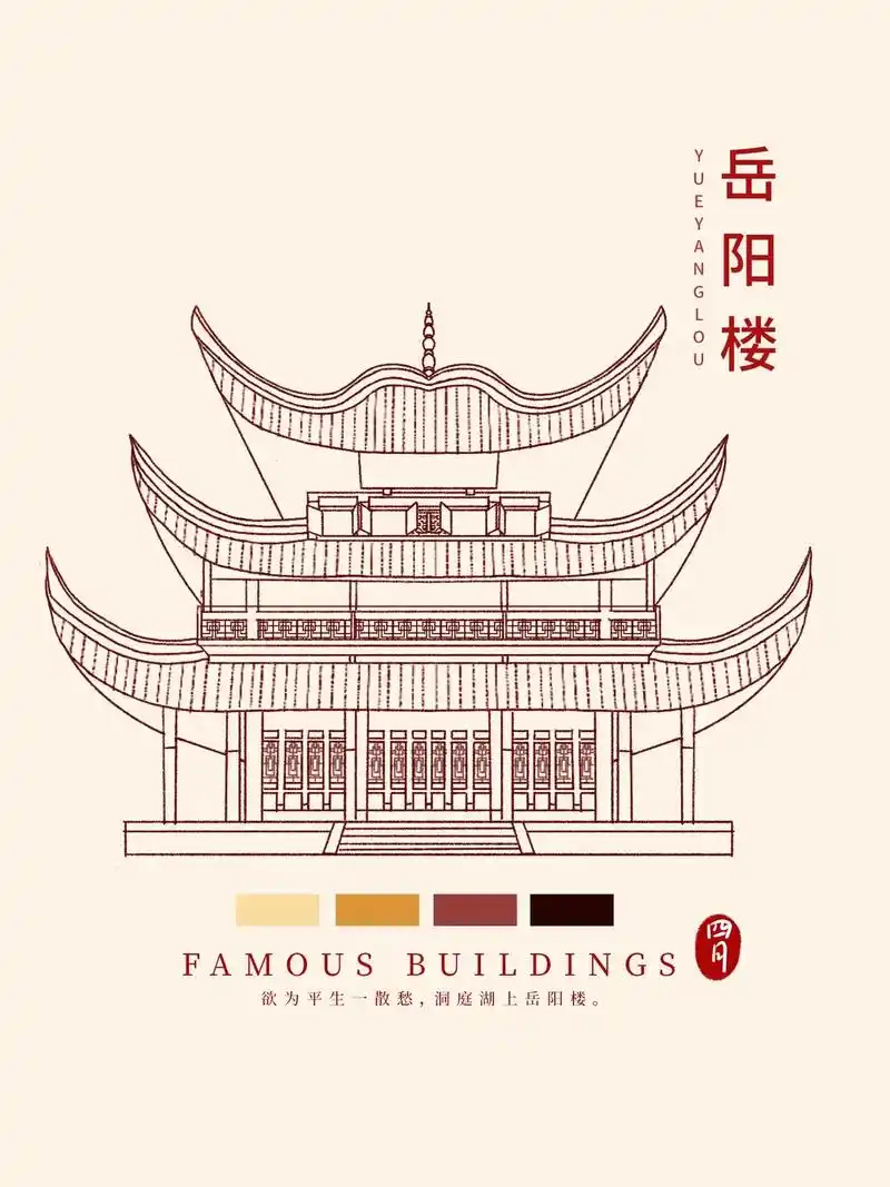 建筑打卡3/10岳阳楼.#米你课堂 #米你插画#建筑手绘 # - 抖音