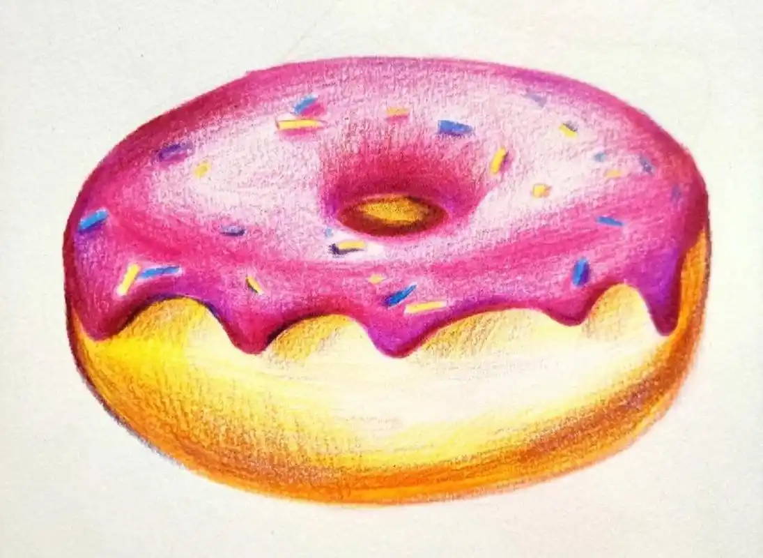 新手小白也能上手的彩铅画甜甜圈93