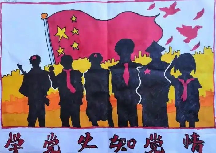 从小学党史永远跟党走主题绘画