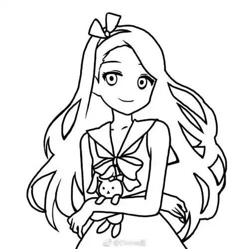 长发女生简笔画步骤图