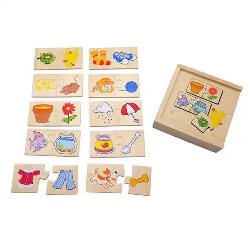 关联配对拼图宝宝逻辑思维训练动物找家幼儿园益智区拼图