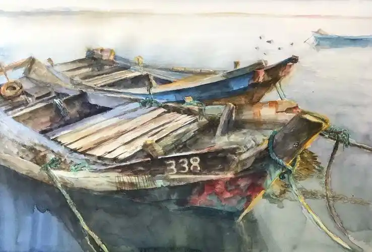 停靠的渔船|纯艺术|绘画|酱酱子1111 - 原创作品 - 站酷 (zcool)