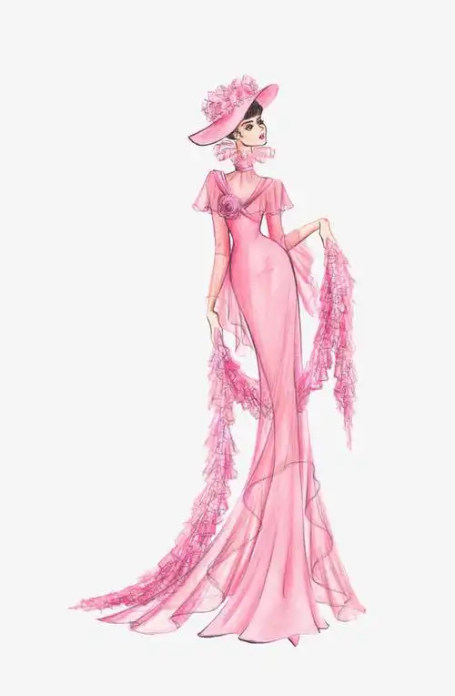 时尚女装手绘设计稿素材免费下载_觅元素