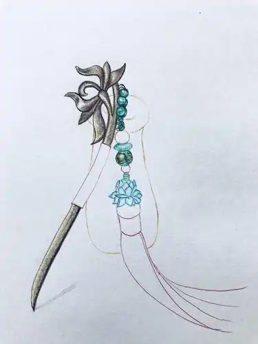 零基础彩铅30节课 | 首饰绘《古风点翠发簪》