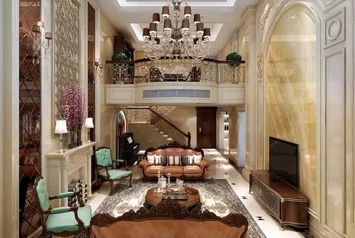 欧美风情别墅客厅沙发装修图片效果图